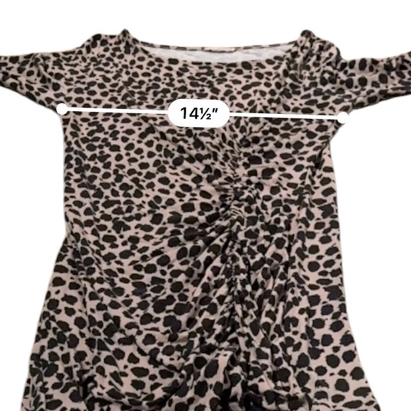 RTR Ingrid &‎ Isabel Leopard Print Tan Black Maternity Ruched Midi Dress Sz M - Picture 11 of 12